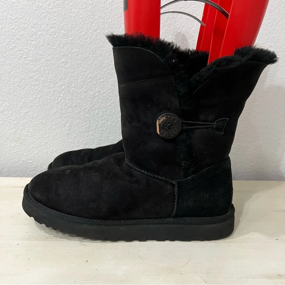 Ugg Black Suede Bailey Button Boots